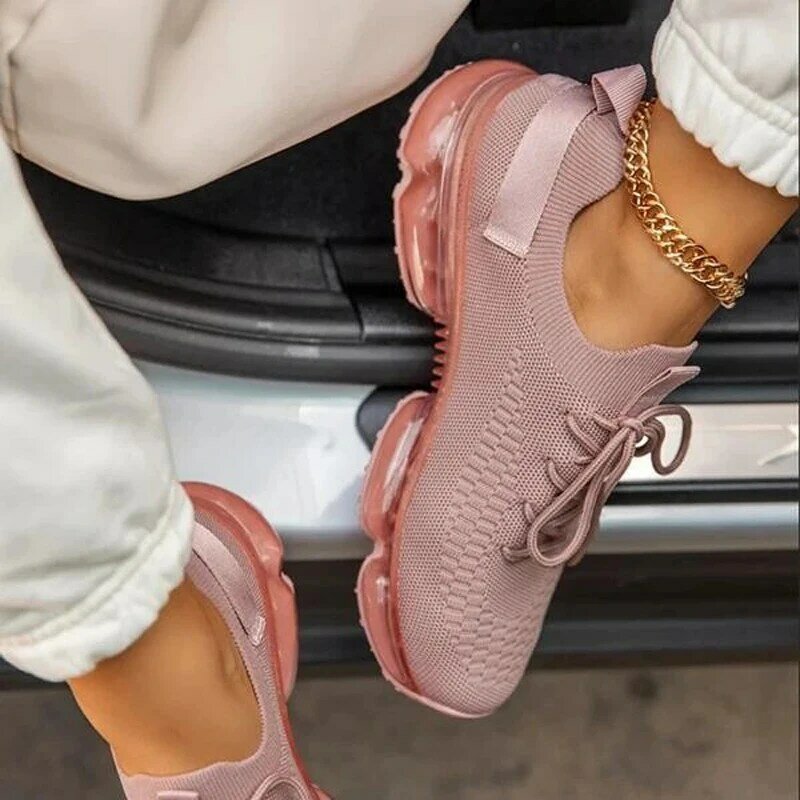 2021ผู้หญิงฤดูใบไม้ผลิใหม่รองเท้า Breathable คู่ถุงเท้า Sport รองเท้าผ้าใบสตรี Lace Up รองเท้ารองเท้ากลางแจ...