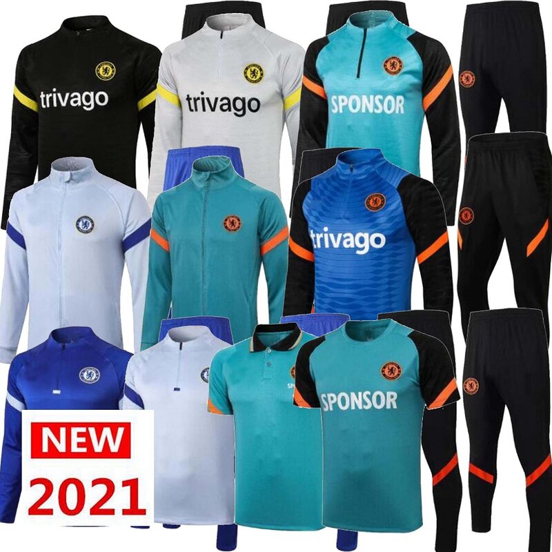 2021 Pakaian Olahraga Sepak Bola Belitan KANTE WERNER ZIYECH HAVERTZ PULISIC Ritsleting Penuh Jaket Sepak Bola Setelan Latihan