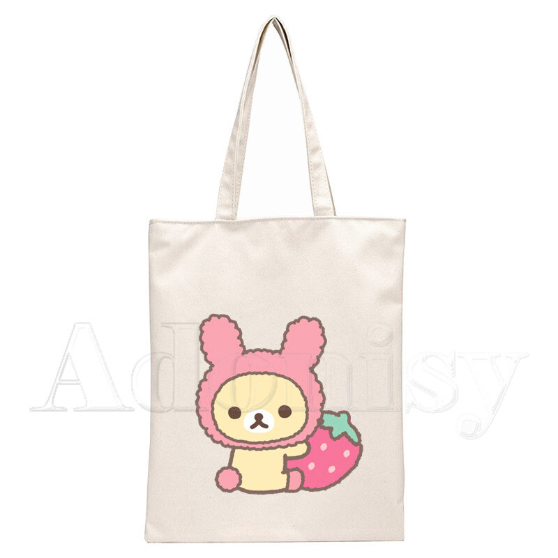 Cute Bear Kuma-Bolso De compras De estilo japonés, bolsa De algodón De lona ecológica, reutilizable, Sacolas