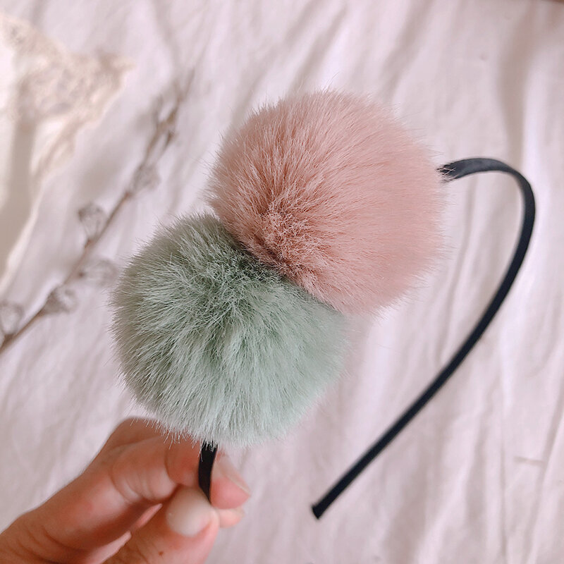2020 dzieci śliczne Faur Fur Mix Hairball opaski do włosów elastyczne dziewczyny piękne miękkie opaski gumowe Scrunchies dziecięce akcesoria do włosów