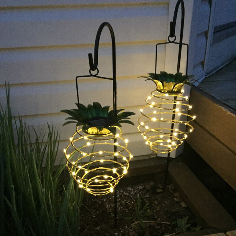 Luces LED solares con forma de piña para decoración del hogar, lámparas de pared impermeables para colgar en el jardín