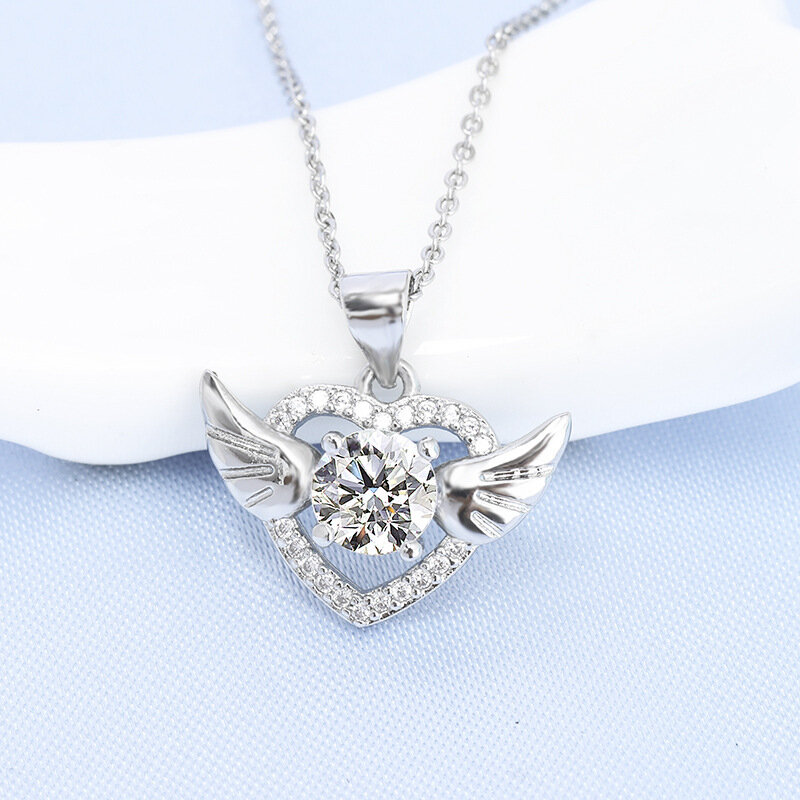 Sodrov coração asas pingente colar para mulher jóias de prata colar de prata esterlina