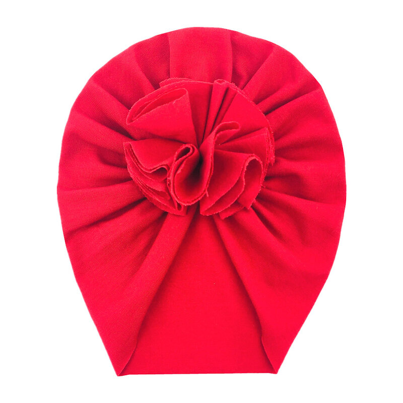 Мягкая удобная хлопковая Детская шапка-тюрбан, однотонная Складная Цветочная шапка ручной работы, аксессуары для волос для детей