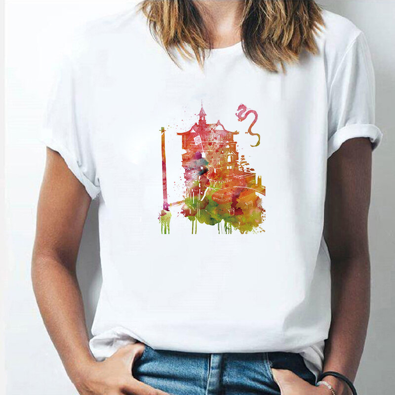 Camiseta feminina luslos chihiro haku, camiseta estilosa do homem, estúdio ghibli, camiseta gráfica estilo japonês de anime, camisetas 90s
