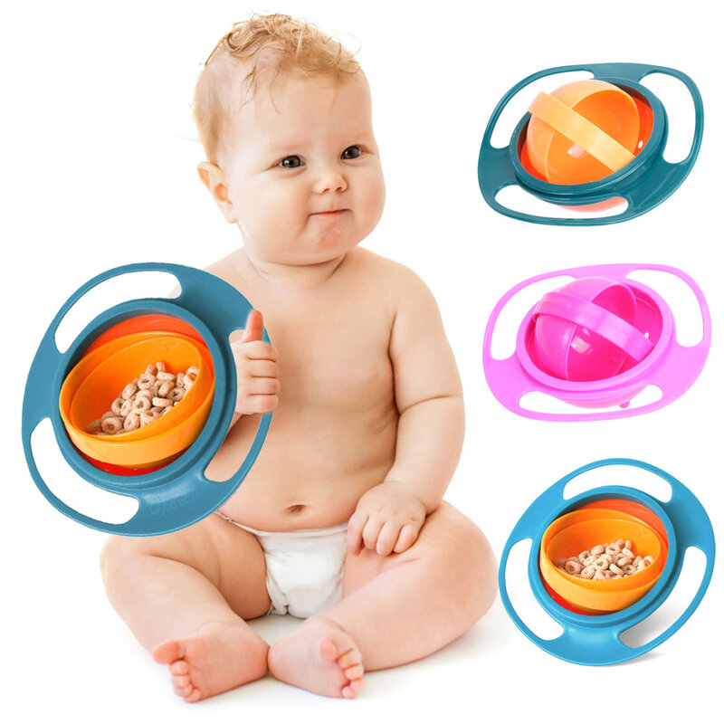 뜨거운 판매 디자인 범용 자이로 그릇 요리 안티 유출 그릇 부드러운 360 도 회전 자이로스코픽 그릇, 아기 아이를 위한