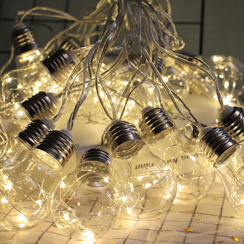 Filo di rame String Lights AC & Battery Fairy Lights 20/10 LEDs decorazione esterna Holiday Christmas Globe Lighting Chain