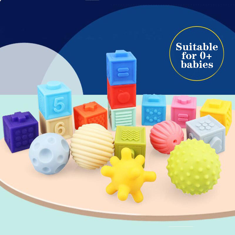 아기 장난감 조기 교육 공을 양각 빌딩 블록 장난감 부드러운 접착제 촉각 공 그립 훈련 아이 장난감