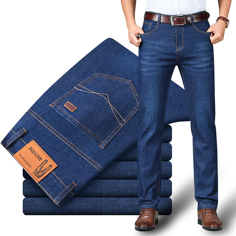 Jeans Rectos de Negocios para Hombre-Azul 