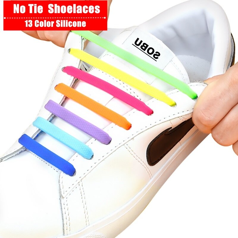 Cordones elásticos de silicona para zapatos para hombre y mujer, cordones especiales de goma, 13 colores, 16 unids/set por juego