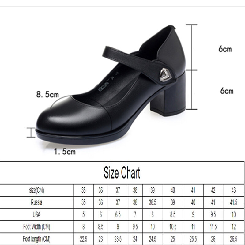 AIYUQI-zapatos de tacón alto de piel auténtica para mujer, calzado de punta redonda, Mary Jane, 41 42 talla grande, primavera 2022