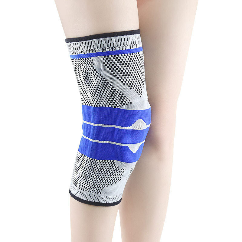 Silicone Knee Sleeve Sports Kneepad Weaving Knee Pads Supports Brace Basketball Climbing Leg Running Sleeves Anti Friction