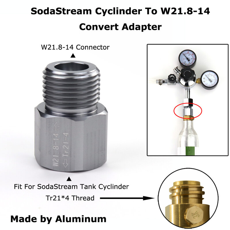 جديد SodaStream جنبا إلى جنب اسطوانة إلى W21.8-14 تحويل محول ل Aquarists حوض السمك أو البيرة البيرة البرميل Co2 خزان المنظمين