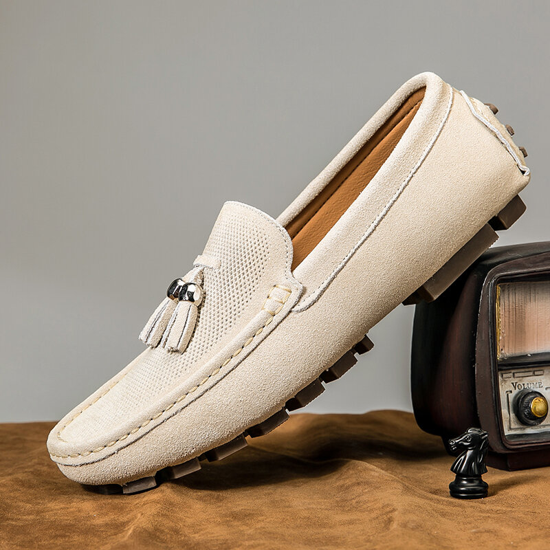 새로운 패션 남성 신발 고품질 부드러운 가죽 캐주얼 로퍼 모카신 럭셔리 브랜드 슬립 운전 플랫 슈즈 빅 사이즈, 2021