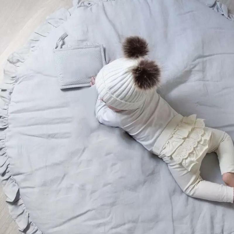 Bebê acolchoado tapetes de jogo de algodão macio rastejando esteira meninas tapetes do jogo tapete redondo para crianças interior quarto decorar