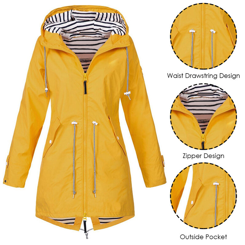 Jaket Mantel Wanita 2021 Jaket Transisi Tahan Air Pakaian Hiking Luar Ruangan Jas Hujan Ringan Jas Hujan Wanita