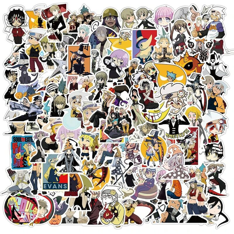 Autocollants Anime Soul Eater pour enfants, autocollant graffiti de dessin animé, jouet de décalcomanie bricolage, étanche, ordinateur portable, bagages, téléphone, casque, 10 pièces, 30 pièces, 50 pièces, 100 pièces