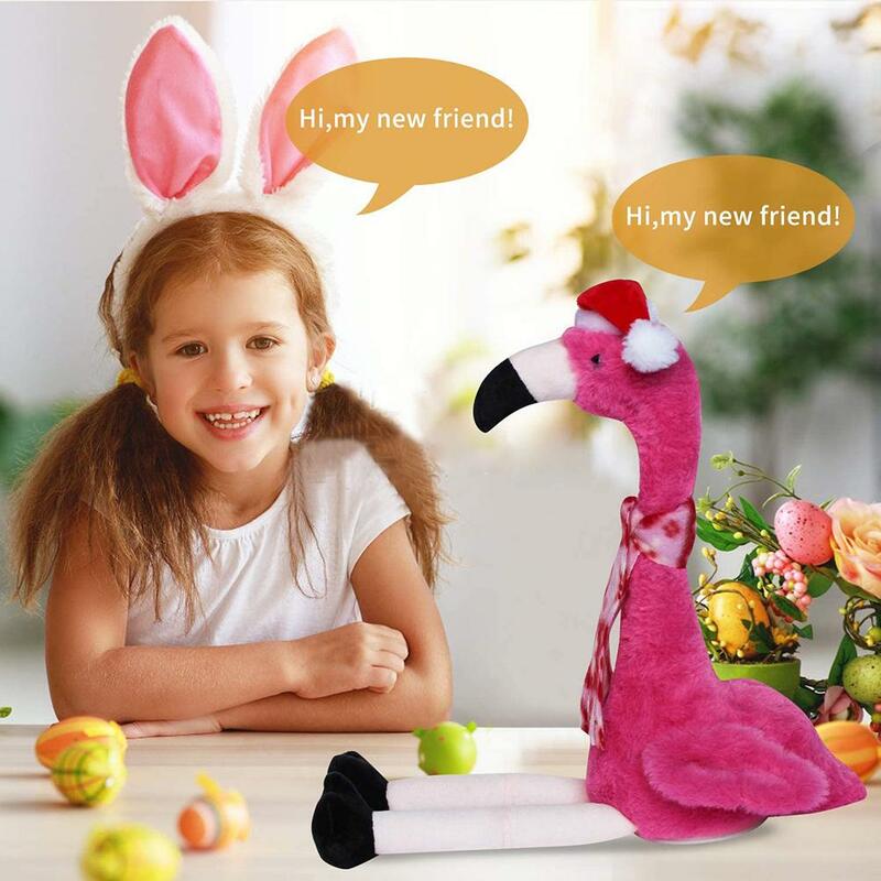Flamingo Plush ของเล่นเต้นรำ Flamingo ไฟฟ้าตุ๊กตาของเล่น Talks และเต้นรำสัตว์ของเล่น Git สำหรับเด็กตลกคุณภาพสู...