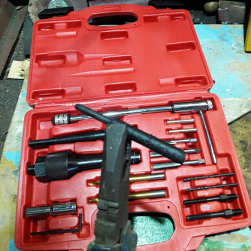 Tlxc chave de broca para remoção de brilho, danificada, kit de ferramentas extrator de lacuna da vela de ignição, reparo da vela de brilho 8mm 10mm