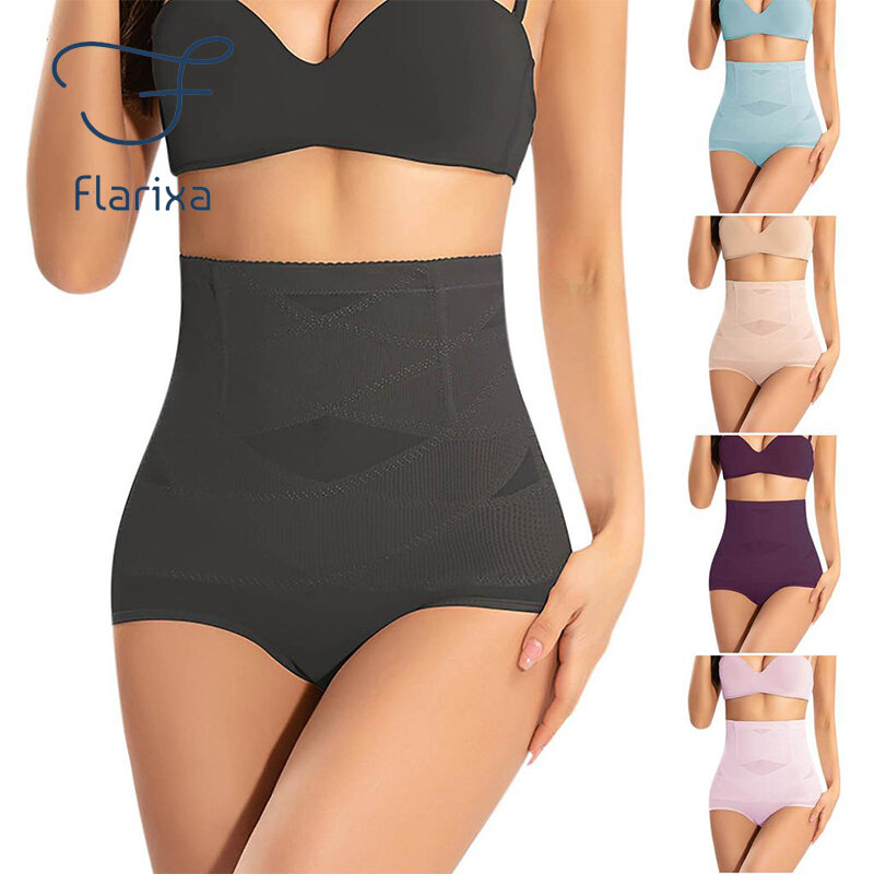Flarixa High Waist Flat Belly Panties Seamless Women's Corsets Body Shaping Underwear Breathable Lace Mesh Sexy Lingerie XXXXL