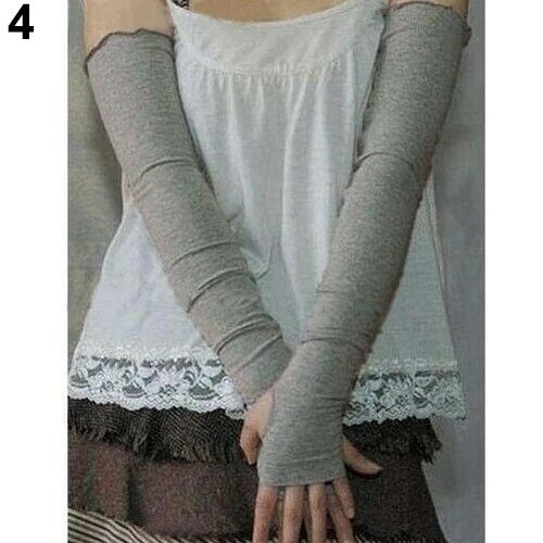 Lady Fashion UV Sun Protection Arm Warmer Long Fingerless Cotton Gloves Sleeves 7 Colors зима женщины