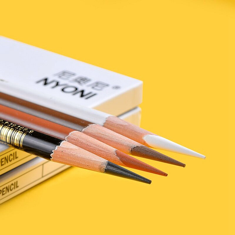 نيوني 8 قطعة أقلام رسم فحمي ملونة قلم رصاص احترافي أبيض/بني من أجل رسم أدوات الرسم لوازم فنية