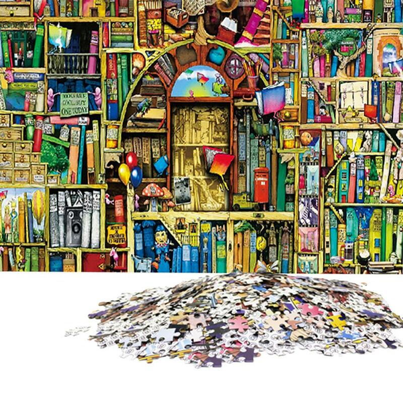 Bookshelf Puzzle 1000 Pieces Adult Puzzle Wooden Kid Toy Jigsaw Puzzles For Children Educational Toys Gifts