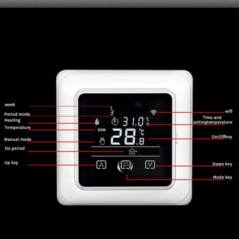 Lonsonho tuya vida inteligente wifi termostato termostato termostato 220v lcd tela de toque controlador temperatura casa inteligente funciona alexa google