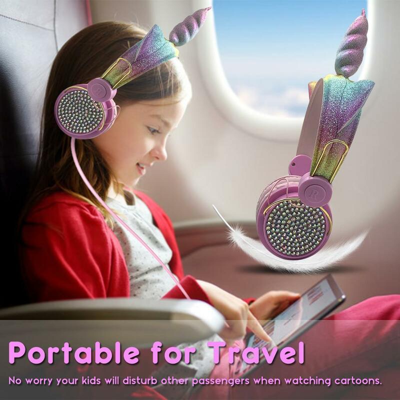 LOL dolls surprise Cute Unicorn Wired Headphone With Microphone Music Stereo Earphone Computer Mobile Phone Headset Kids Gift