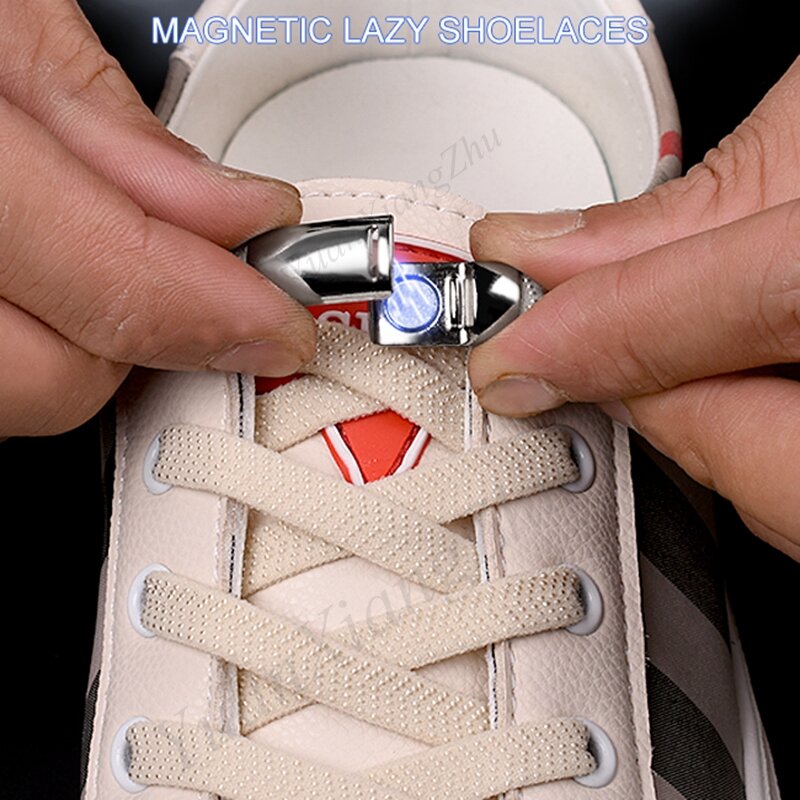 1Pair Elastic Magnetic 1Second Locking ShoeLaces Creative Quick No Tie Shoe laces Kids Adult Unisex Shoelace Sneakers Shoe Laces