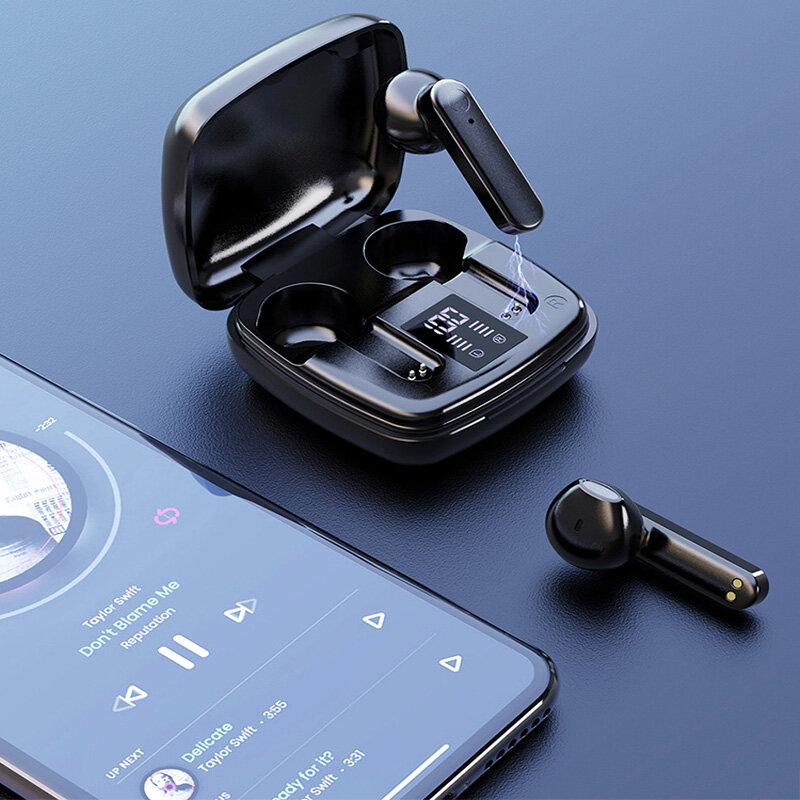 TWS Earphone Bluetooth dengan Kotak Pengisi Daya Headphone Tahan Air Headset Earbud Stereo 9D Earbud Kontrol Sentuh Olahraga Binaural