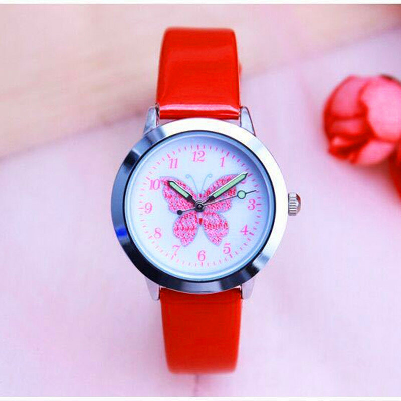 Reloj de mariposa para niños, pulsera electrónica de cuarzo a prueba de agua, con puntero luminoso, ideal para regalo de estudiantes y niñas