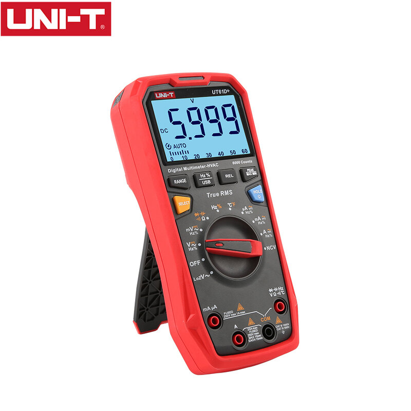 Multímetro Digital con resistencia de corriente y voltaje, medidor de capacitancia con valores eficaces auténticos de 1000V, UT61E Plus, UT61B + UT61D +, UNI-T