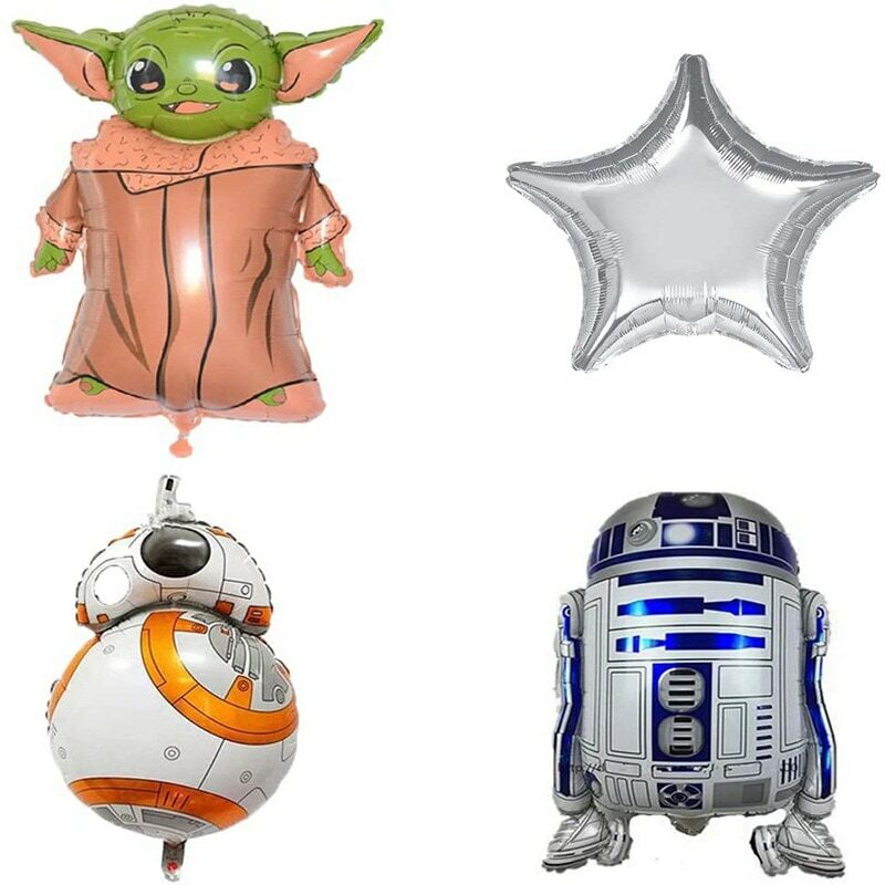 12Pcs/Set Black White Star Wars Yoda Aluminum Film Balloon Decoration Birthday Party Supplies Toys For Children's Gifts
