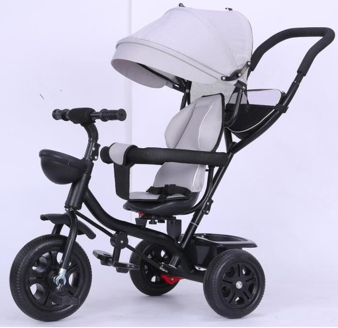 Triciclo 4 en 1 para bebé, asiento giratorio plegable, cochecito de bebé de tres ruedas, triciclo infantil, bicicleta segura para niños