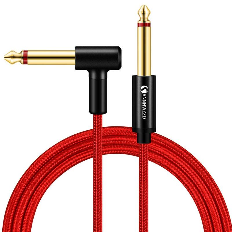 Guitar Lead Cable 6.35mm (1/4") Guitar Instrument Cable for Electric Guitar Bass Keyboard Straight to L Shape Plugs