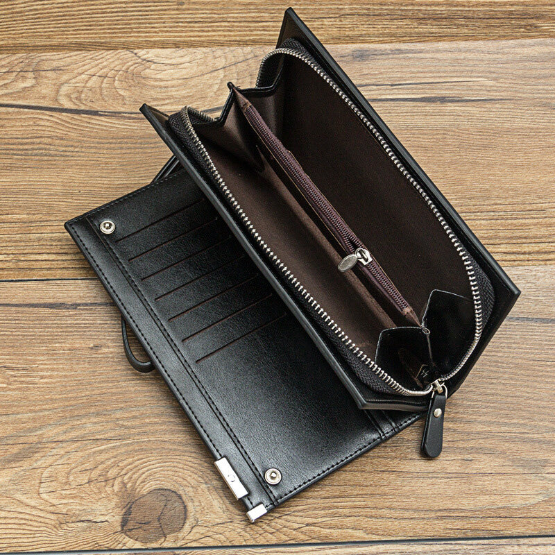 Men's Long Purse Multi-Functional Zipper Handbag Money Bag Large Capacity PU Wallet Fashion Card Bags Wallet Men