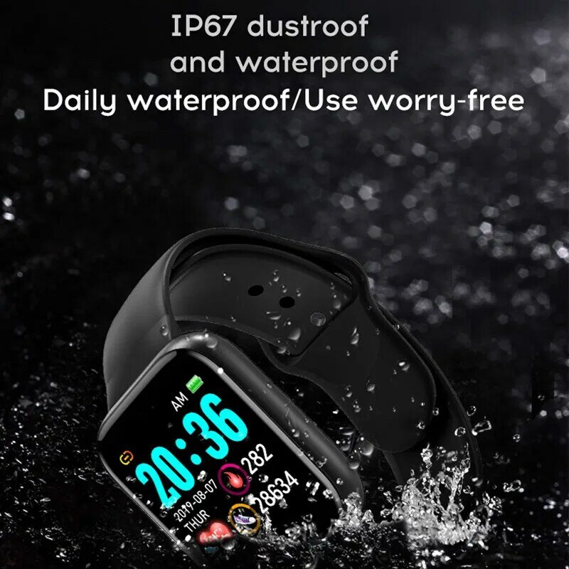 Montres intelligentes numériques Bluetooth pour hommes, montre-bracelet de sport, tracker d'activité, moniteur de fréquence cardiaque, tension artérielle, iOS, Android