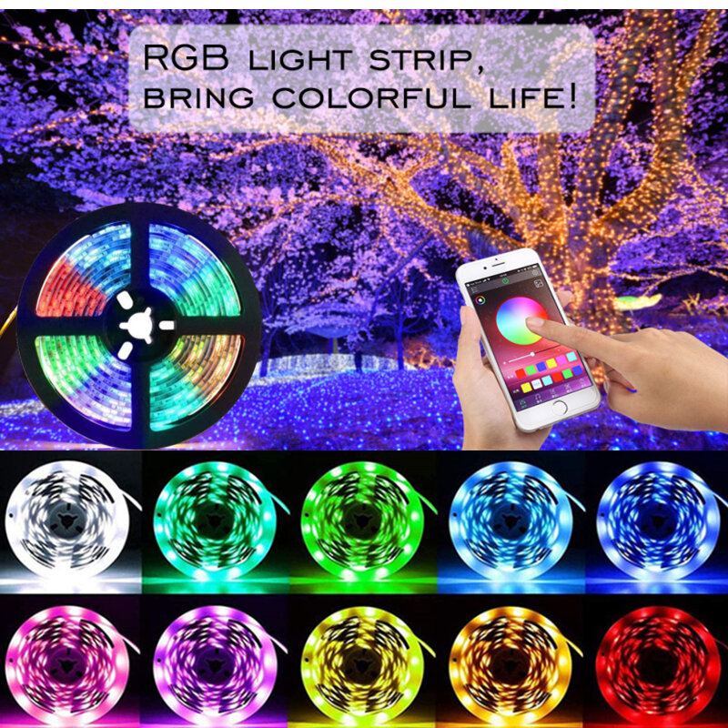 Luz de led colorida com 3 teclas, controle remoto infravermelho com 44 teclas, modelo inteligente para aplicação do smartphone