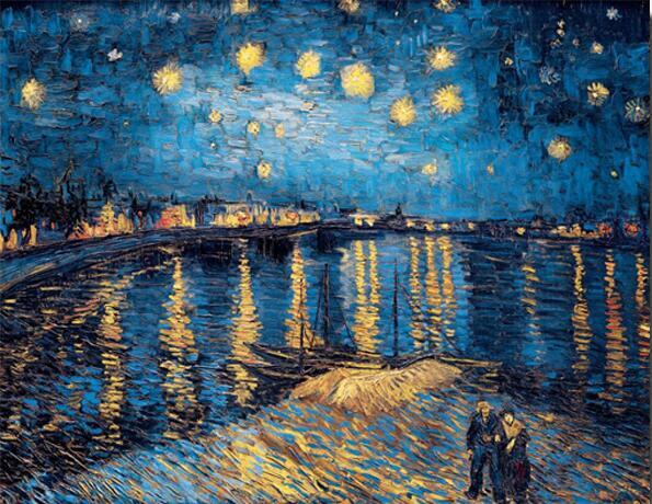 Lienzo de noche estrellada de Van Gogh pintado a mano, réplica en la pared, lienzo de noche estrellada impresiva para sala de estar