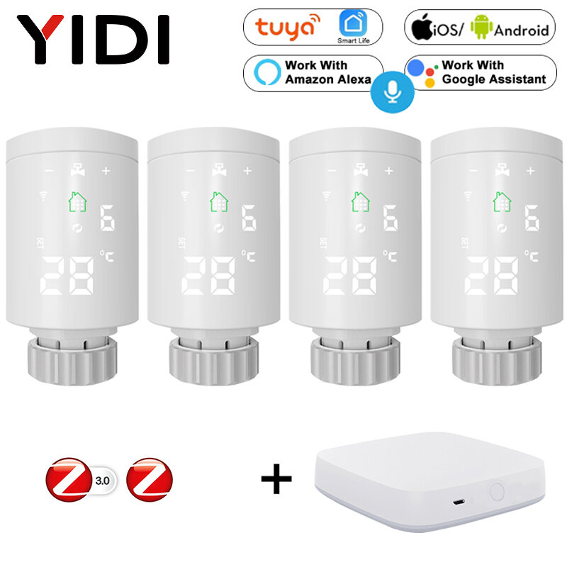 Zigbee wifi inteligente trv atuador do radiador termostática válvula tuya controlador de temperatura voz controle remoto google casa