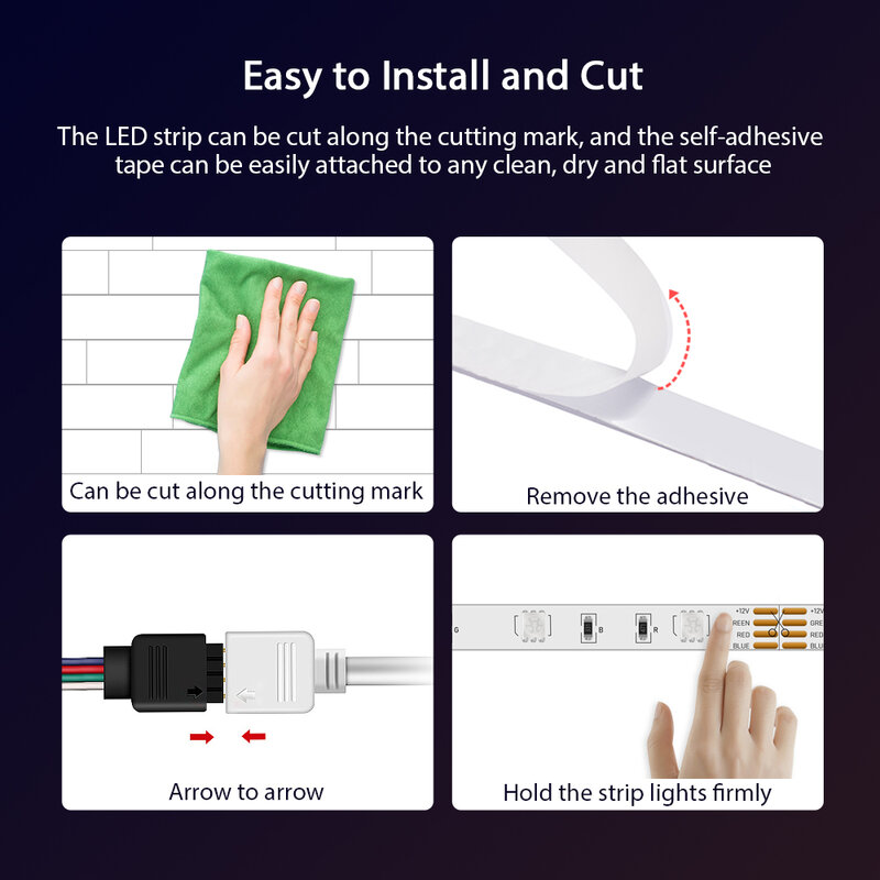 Suntech luzes led, rgb cor mudando tira led para casa, cozinha, sala, barra, com controle remoto ir, 5050 leds, modo diy