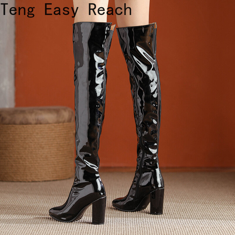 Sexy Thick heel Over The Knee Boots Women Zipper Thigh High Boots Ladies Autumn Winter Long Boots Shoes Cuissardes Size 33-46