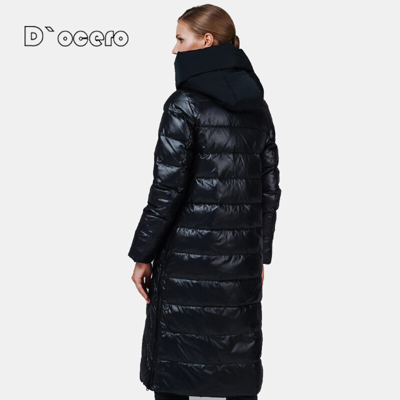 Doocero 2021 inverno jaqueta feminina algodão parkas moda feminina x-long acolchoado casaco confortável grosso outerwear com capuz tamanho grande