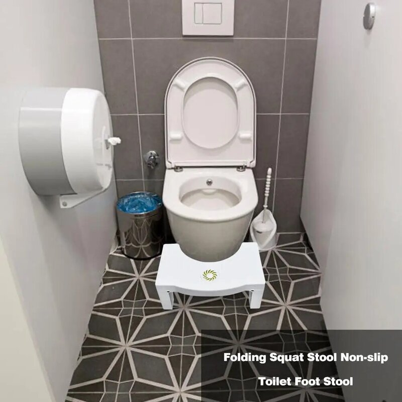 Tabouret de toilette en plastique antidérapant, pliable, squattant, outil auxiliaire de salle de bains pour enfants avec boîte à épices remplaçable