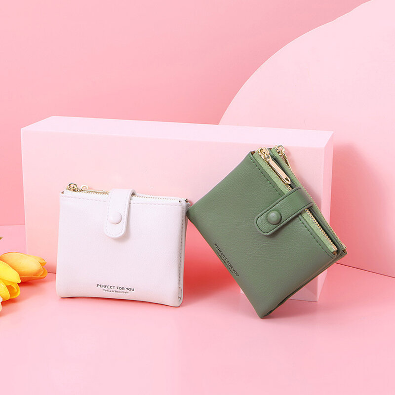 Marke NEUE Zwei Zipper Tasche Designer frauen Brieftasche Pu Leder Damen Geldbörse Weiblichen Karte Halter Kleine Brieftaschen Für frauen
