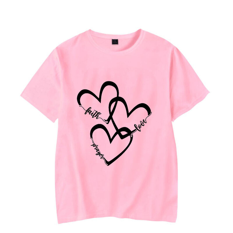 Camiseta de verano con impresión corazón amor para hombre y mujer, ropa informal estilo Hip Hop, camisetas luminosas de gran tamaño, novedad de 2021
