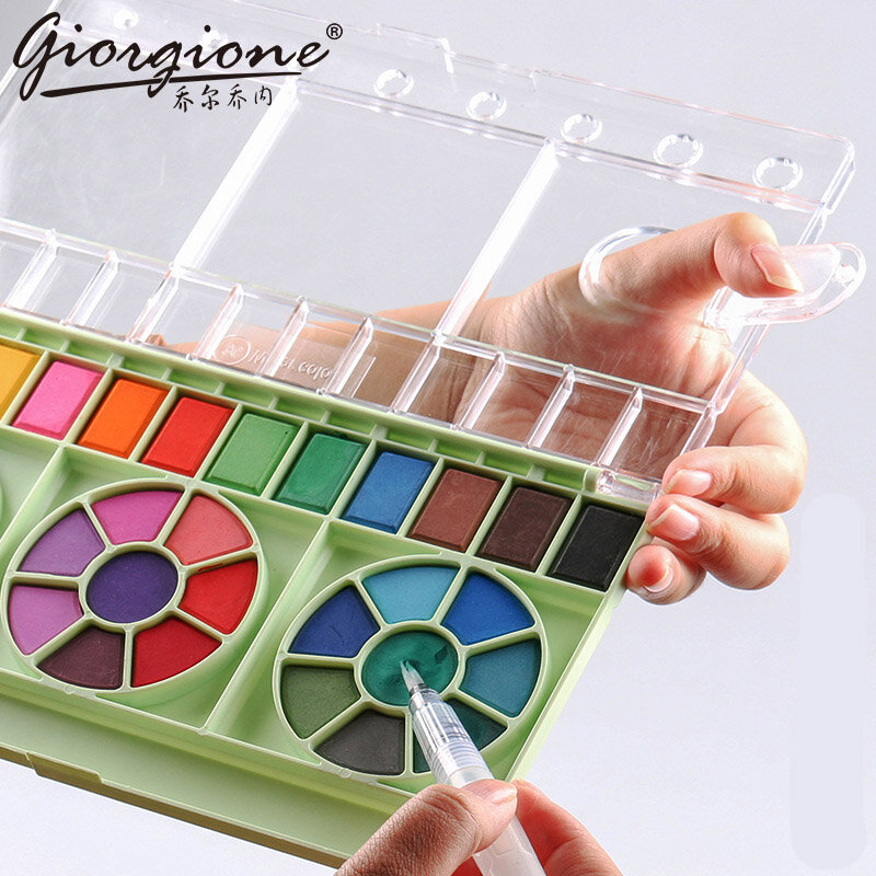 Gioigione 36 cores sólido aquarela pigmento tinta pincel caneta pintura a cores de água pintados à mão para iniciantes desenho arte suprimentos