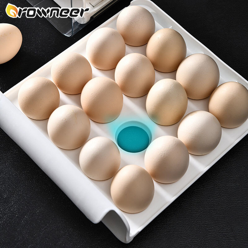 32グリッド家庭用卵収納ボックス引き出し型冷蔵庫の収納ボックスプラスチック透明団子ボックス二重層卵トレイ