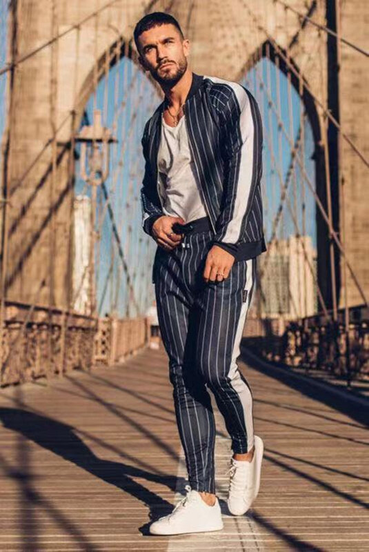 Set Pakaian Olahraga Bertudung Musim Gugur Pria Baru 2021 Celana Sweatshirt Pria Celana Panjang Fashion Multi-saku Set Jaket High Street