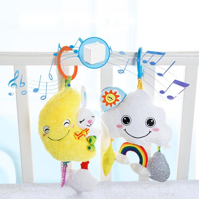 1 pcs Plastic Pull String Clockwork Cord Music Box White Baby Infant Pull Ring Music Box Kids Bed Bell Rattle Toy  Birthday Gift